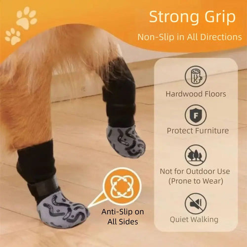 Chaussettes Antidérapantes Coton pour Chien (Lot de 4)
