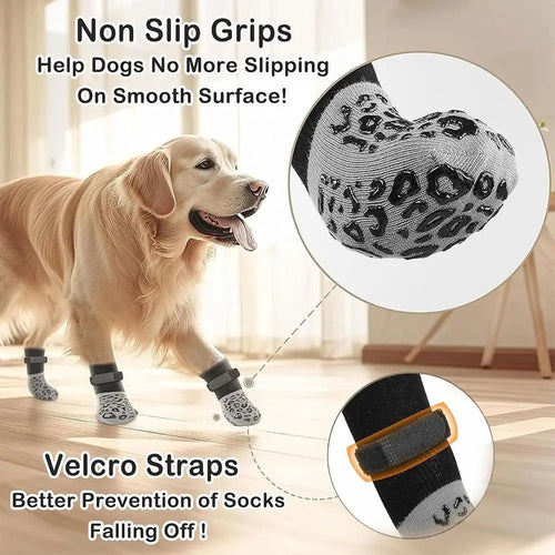 Chaussettes Antidérapantes Coton pour Chien (Lot de 4)